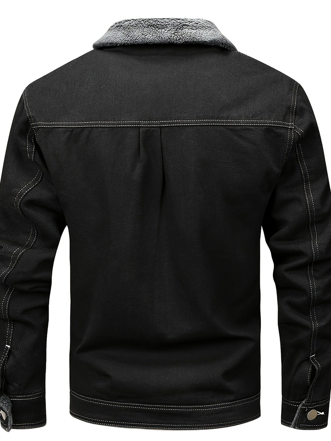 Herren Winterjacke Jeansoptik Warm Gefüttert Schwarze/Graue/Blaue Jacke mit Teddyfutter