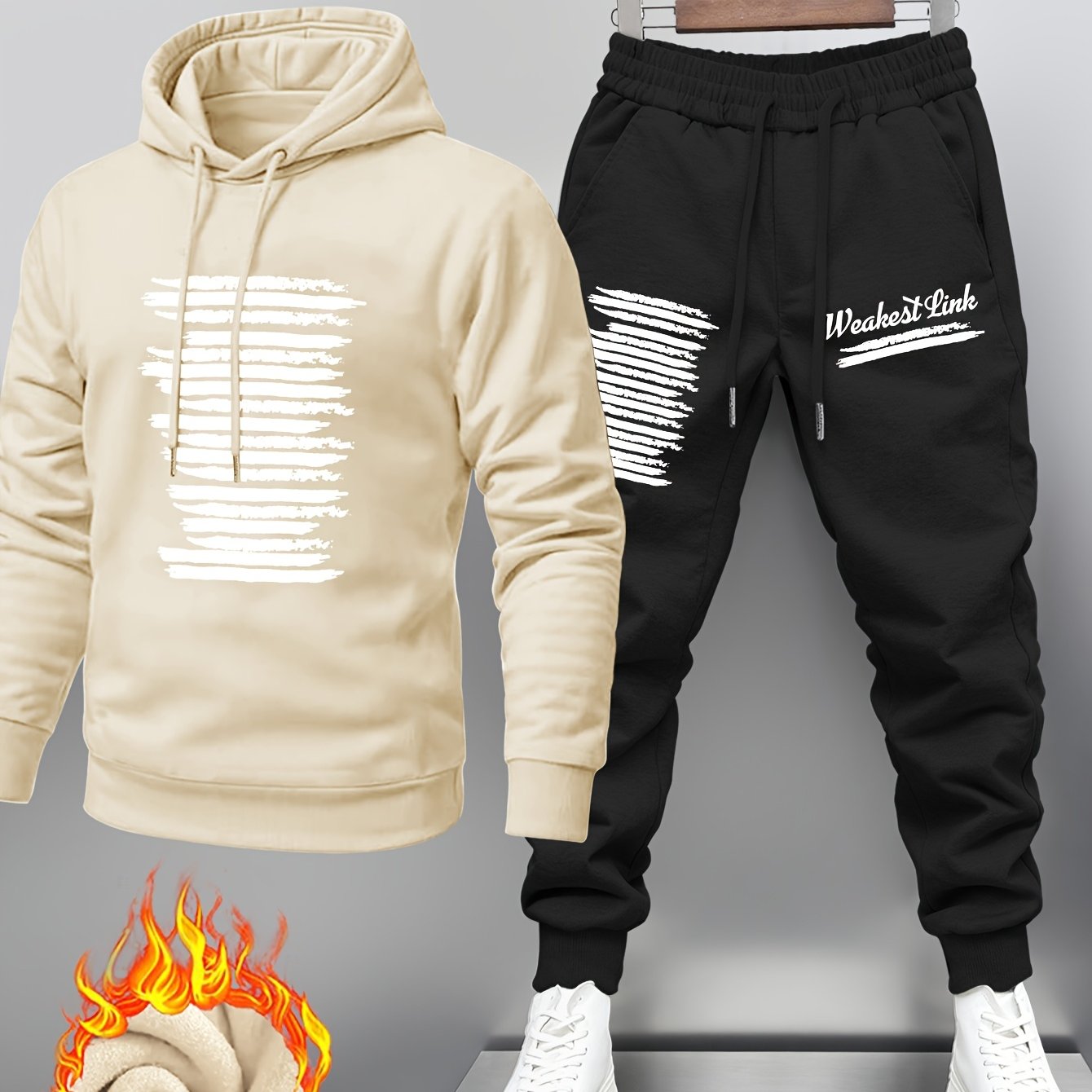 Unisex Trainingsanzug mit Kapuzenpullover & Jogginghose, weich gefüttert