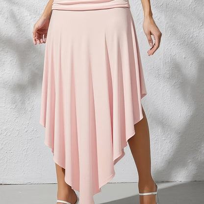 Damen Maxi-Strandrock mit asymmetrischem Volant-Saum, elegant-lässiger Urlaubsstil