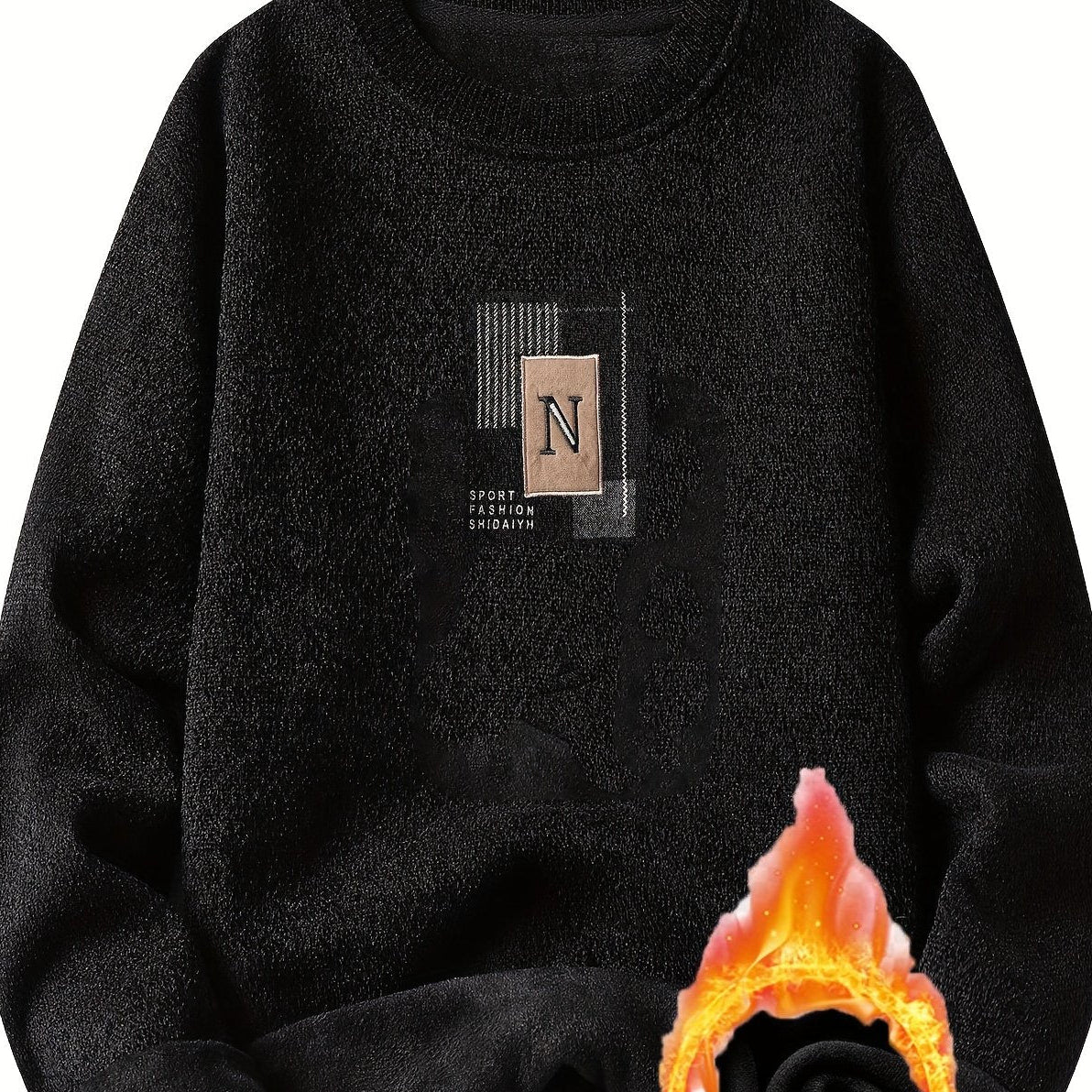 Unisex Langarm Sweatshirt Pullover mit Rundhalsausschnitt und Innenfutter