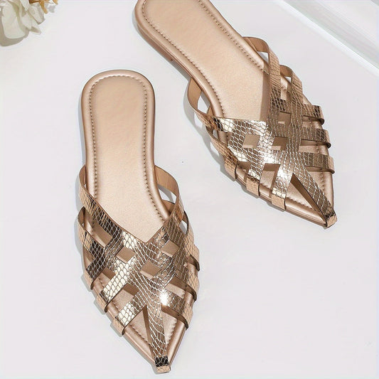 Damen Flache Mules mit Geflochtenem Design und Spitze – Elegante Slip-On Schuhe für Alltag und Ausgehen