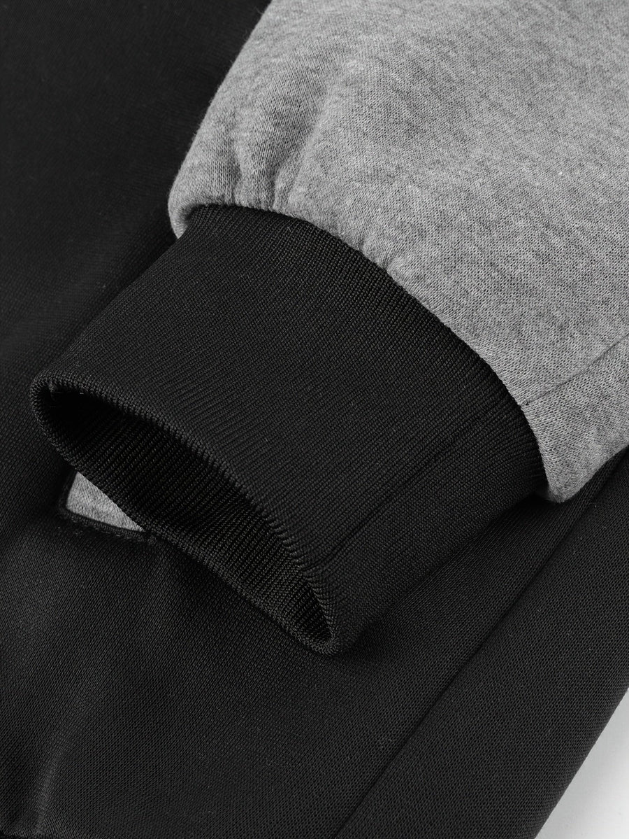 College Jacke Unisex mit Kontrastärmeln Druckknopfverschluss und Schriftzug