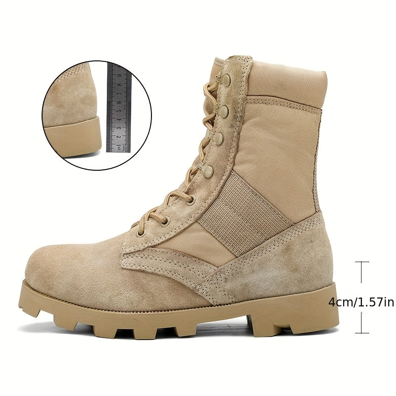 Unisex Schnürstiefeletten Beige mit Reißverschluss, Robuste Sohle
