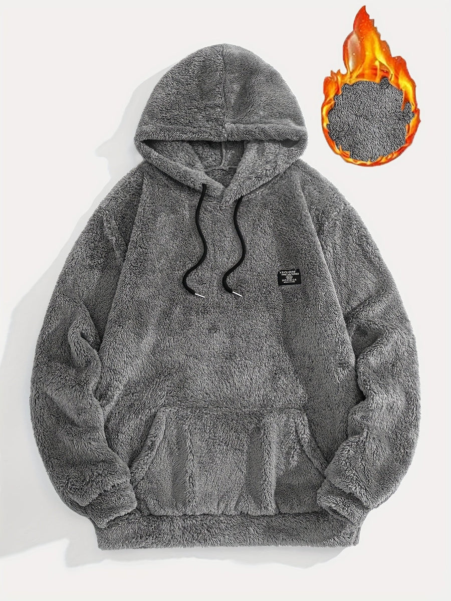 Unisex Teddy Hoodie Plüsch-Pullover mit Kapuze und Kängurutasche