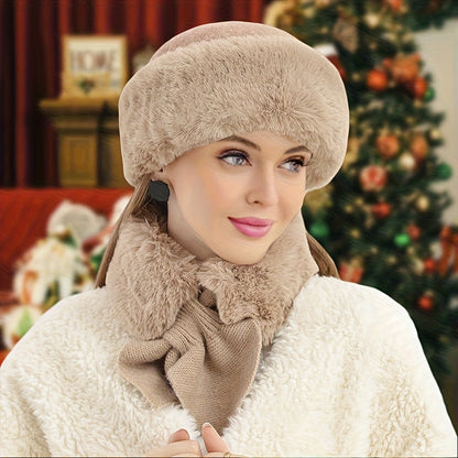 3-teiliges Hut Schal Handschuh Set Damen Winter mit Kunstpelz