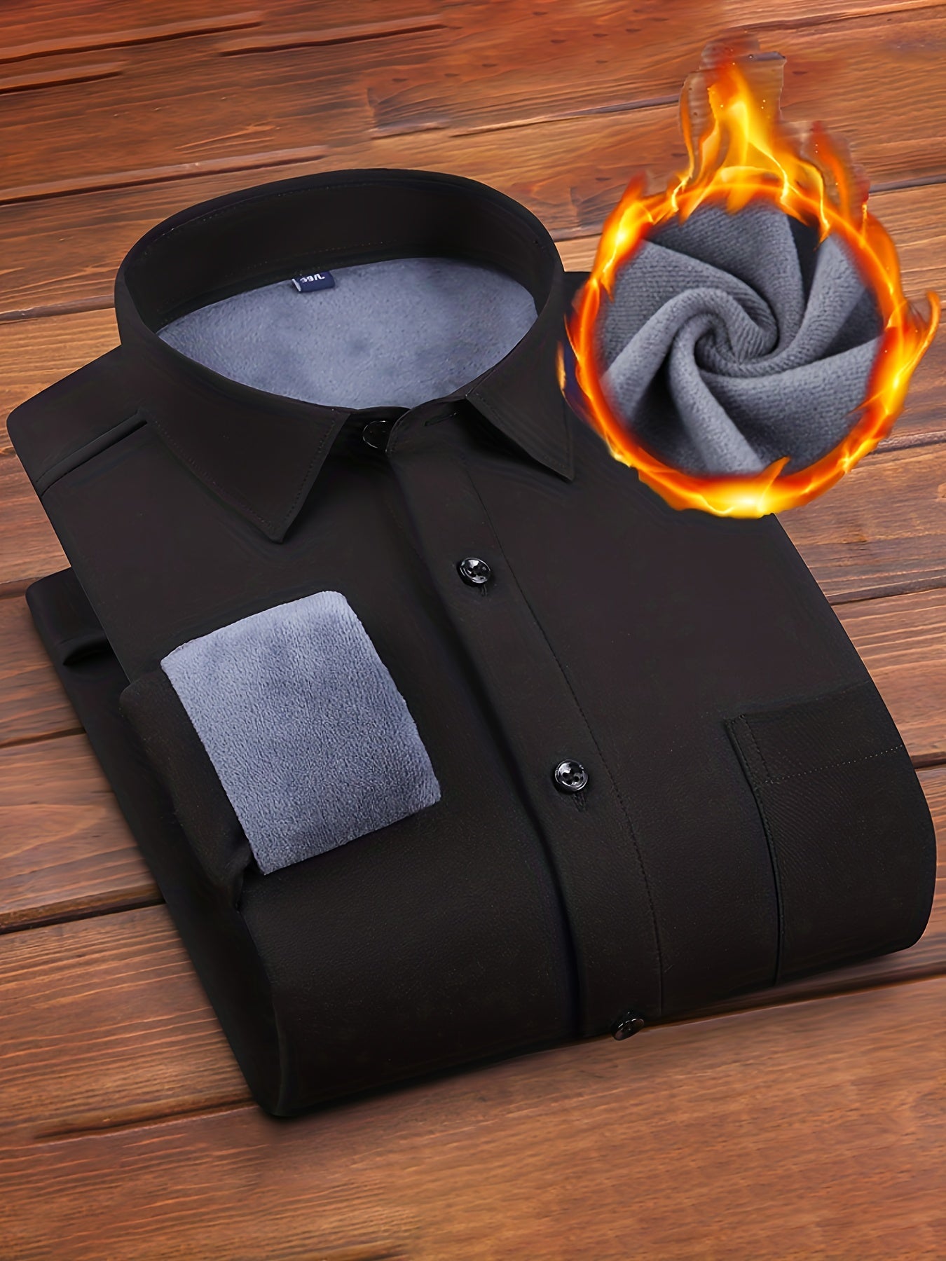 Herren Hemd langärmlig warm gefüttert Winterhemd Freizeithemd mit Brusttasche