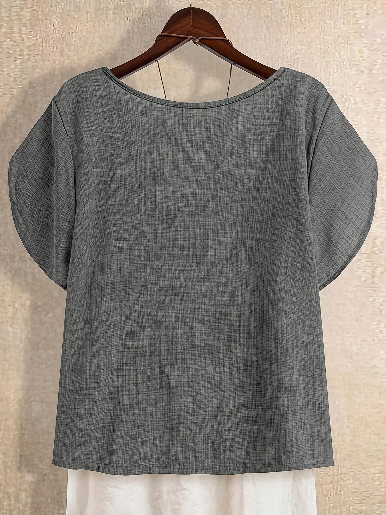 Damen Asymmetrische Tunika Bluse mit Knopfdetail und weitem Schnitt – Stilvolles Freizeit- und Büro-Outfit