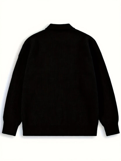 Gerippte Strickjacke mit Reverskragen und Knöpfen für Herren
