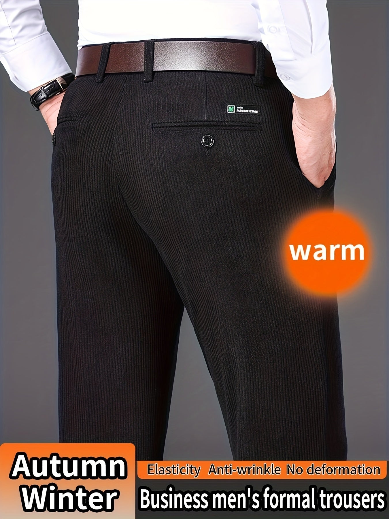 Herren Cordhose Regular Fit Business Hosen für Herbst Winter