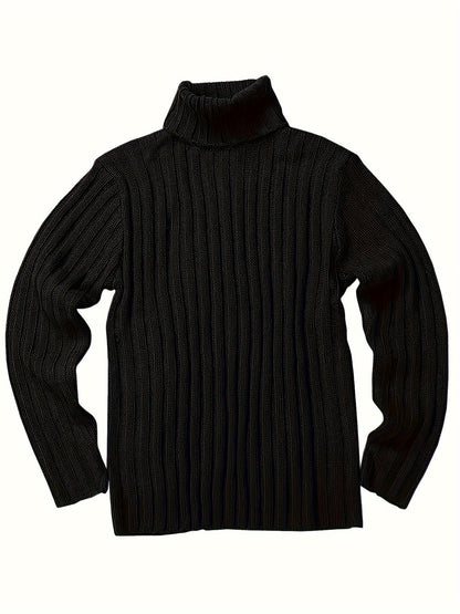 Rollkragen Strickpullover für Herren, Grobstrick, langärmelig, unifarben