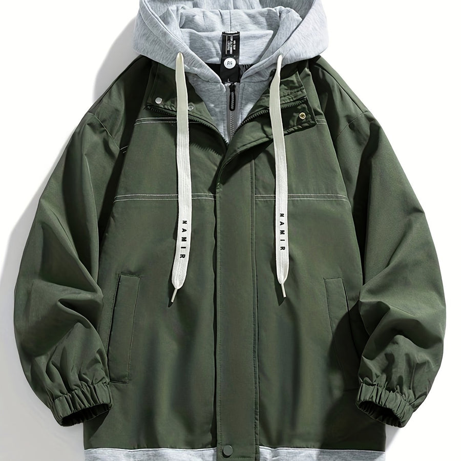 Unisex Jacke mit Kapuze und Reißverschluss, Farbe nach Wahl, Layer-Look, Frühling/Herbst