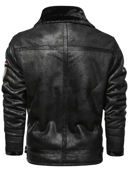 Herren Pilotenjacke mit Fellkragen und Reißverschluss
