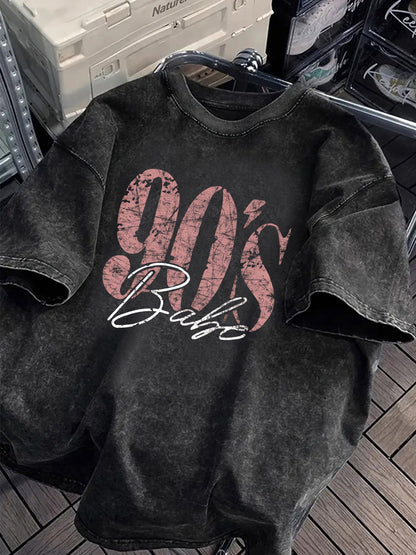 Damen Vintage Oversize T-Shirt 90's Babe Retro Streetwear Print