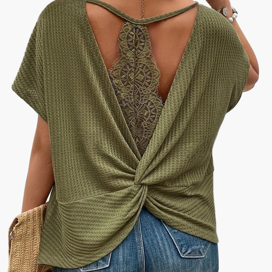 Damen Sommer Strickshirt Elegant Locker Freizeit Kurzarm