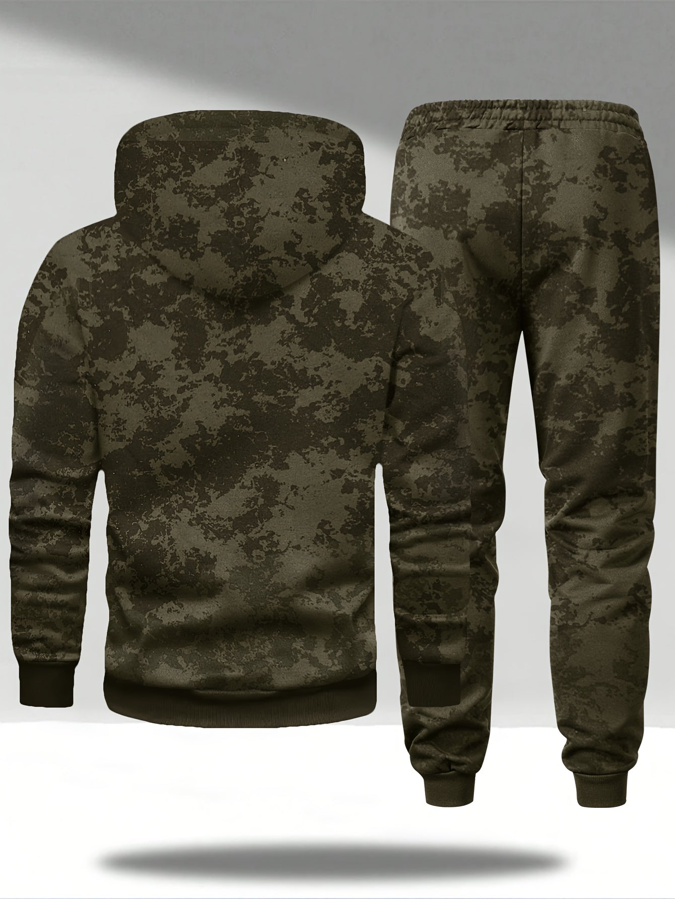 Herren Jogginganzug mit Kapuze, Camouflage-Muster, Schwarz