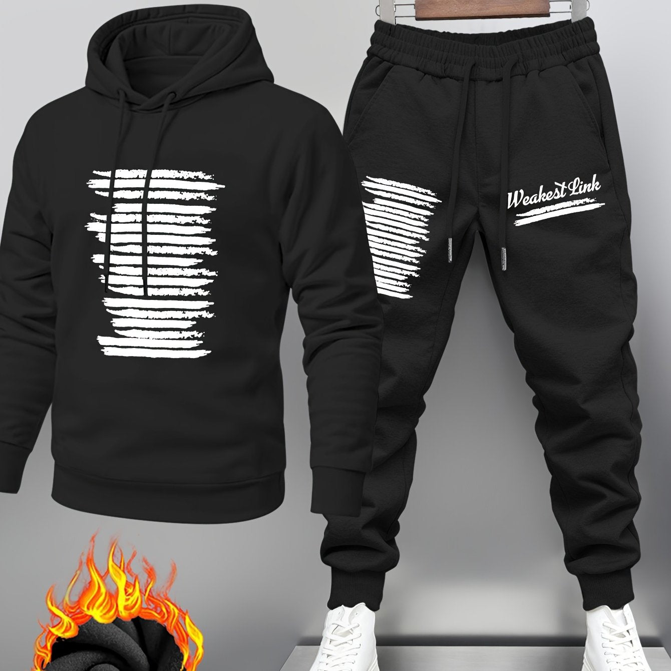 Unisex Trainingsanzug mit Kapuzenpullover & Jogginghose, weich gefüttert