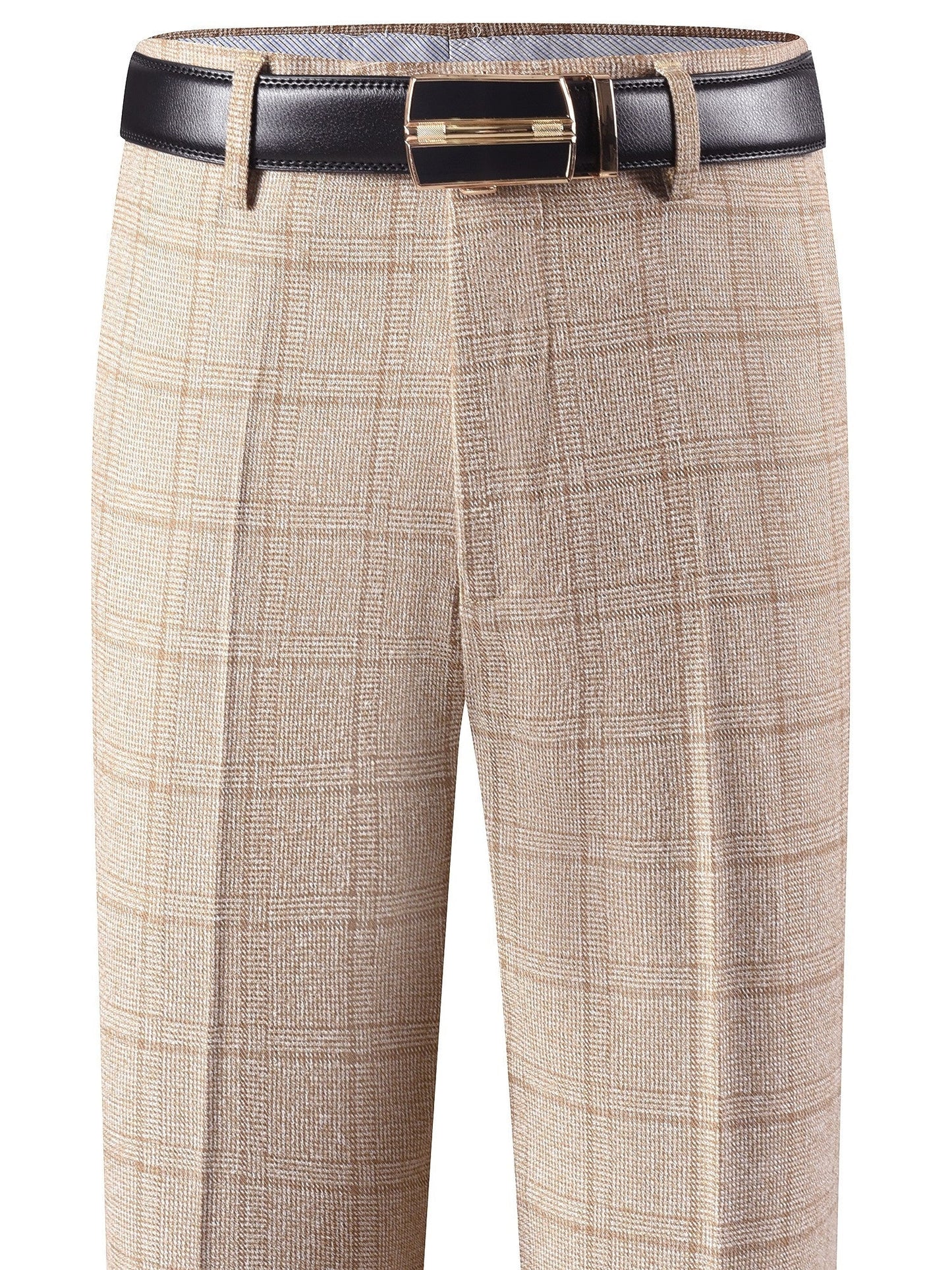 Herren Hose Kariert Gerades Bein Klassischer Schnitt Elegante Freizeithose
