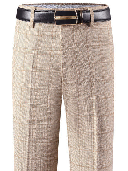 Herren Hose Kariert Gerades Bein Klassischer Schnitt Elegante Freizeithose