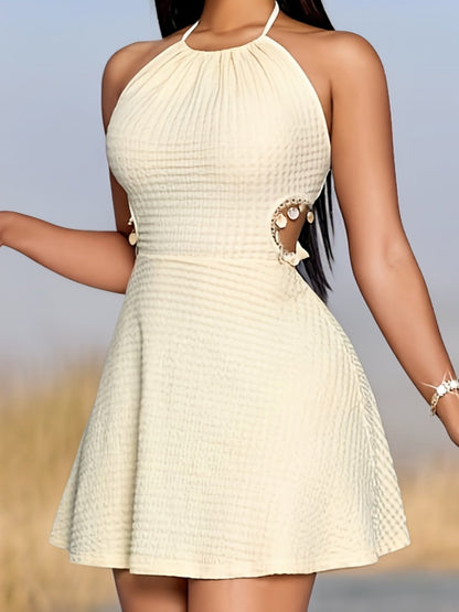 Damen Minikleid mit Halterneck und Cut-Outs – Eleganter Boho-Stil für Sommer & Urlaub