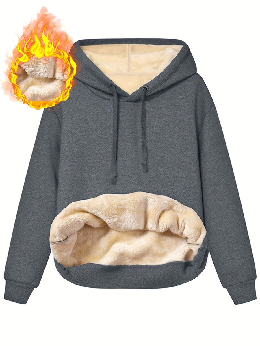 Unisex Hoodie mit Kapuze und Plüschfutter – Warmer Winter Pullover mit Kängurutasche