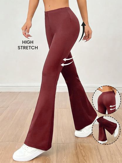 Damen High Stretch Schlaghose – Figurformende Bootcut Freizeithose