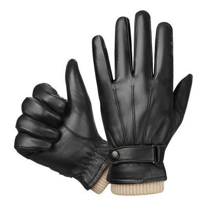 Unisex zwarte winterhandschoenen met gebreide boord en zachte voering