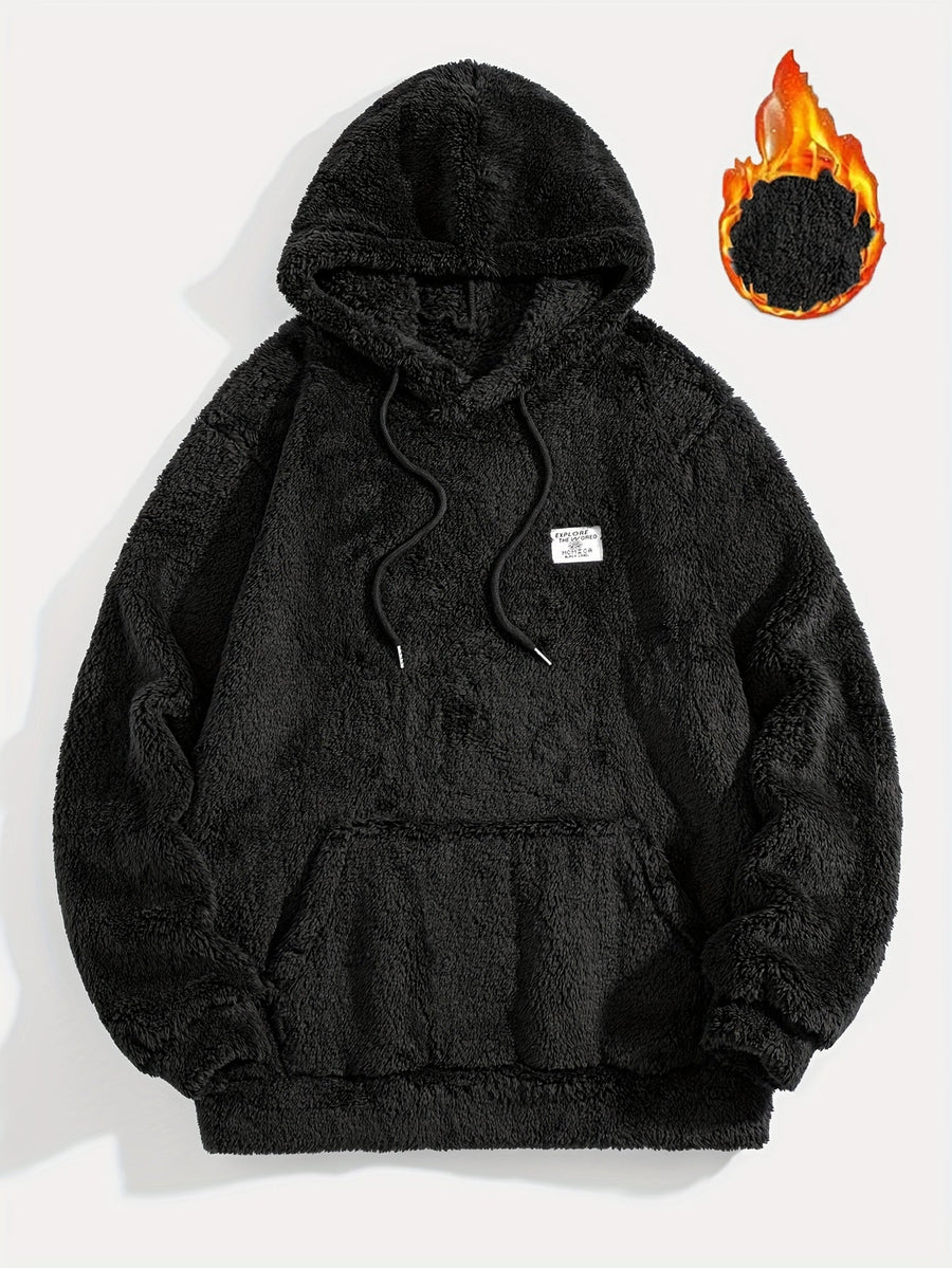Unisex Teddy Hoodie Plüsch-Pullover mit Kapuze und Kängurutasche