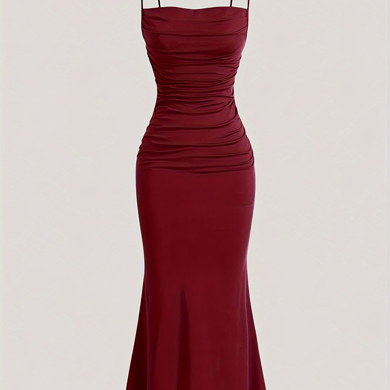 Damen Abendkleid mit Raffungen und Spaghettiträgern – Elegantes Maxikleid für festliche Anlässe