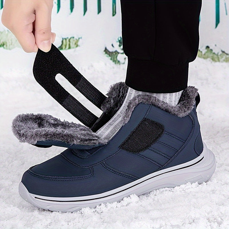 Winterstiefel mit Futter, Klettverschluss, rutschfester Sohle, warm gefütterte Winterschuhe