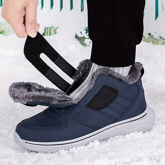 Winterstiefel mit Futter, Klettverschluss, rutschfester Sohle, warm gefütterte Winterschuhe
