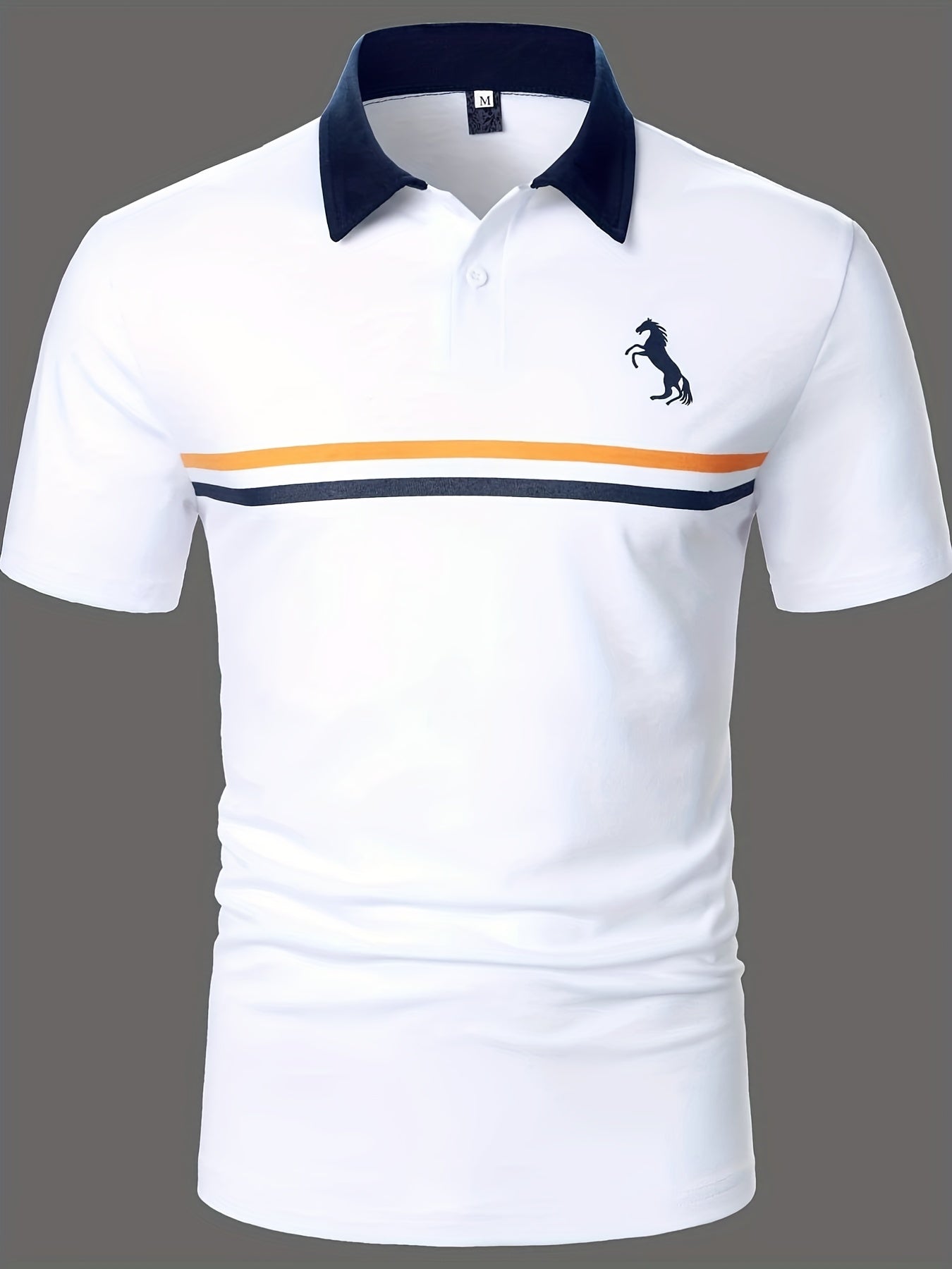 Herren Polo Shirt mit Kontrastkragen und Sportlichem Streifen-Design – Eleganter Freizeitstil