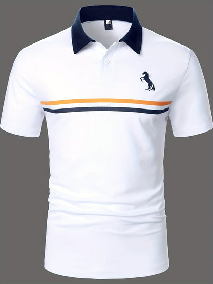 Herren Polo Shirt mit Kontrastkragen und Sportlichem Streifen-Design – Eleganter Freizeitstil