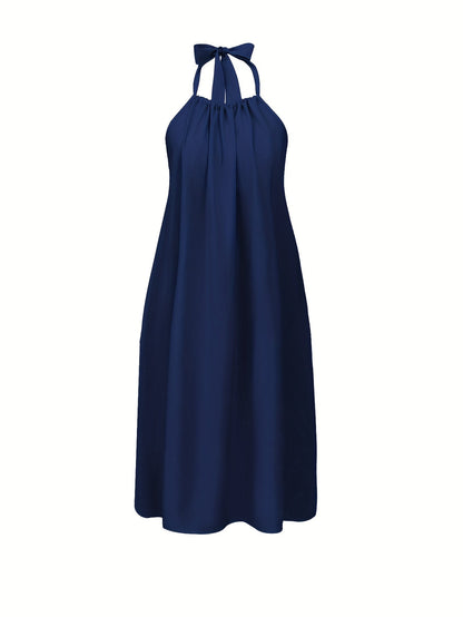 Damen Maxikleid mit Rückenausschnitt und Neckholder – Eleganter, weiter Schnitt für festliche Anlässe