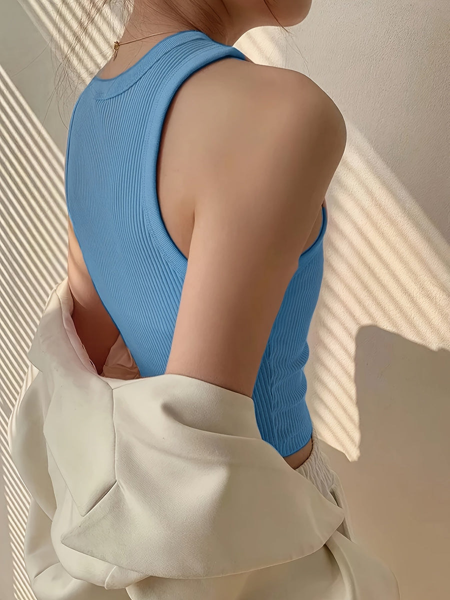 Damen Ripp Tanktop Figurbetont Modern Freizeit & Sport