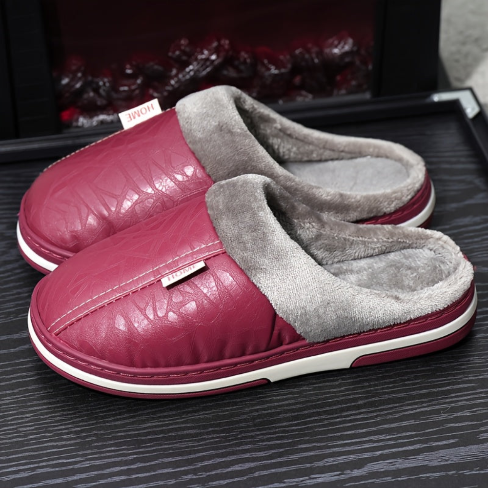 Hausschuhe Unisex, gefüttert, rutschfeste Sohle, bequemer Schlupfschuh für Zuhause