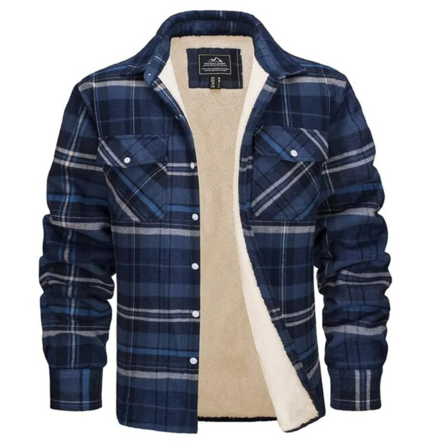 Gefüttertes Holzfällerhemd Kariert Sherpa-Fleece Herren