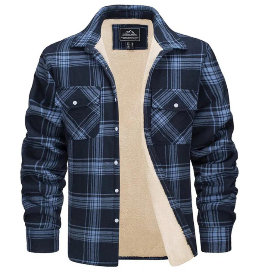 Gefüttertes Holzfällerhemd Kariert Sherpa-Fleece Herren