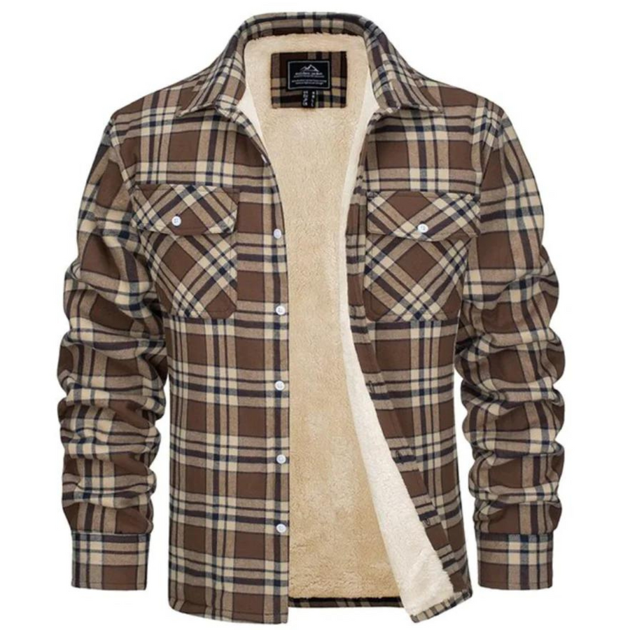 Gefüttertes Holzfällerhemd Kariert Sherpa-Fleece Herren