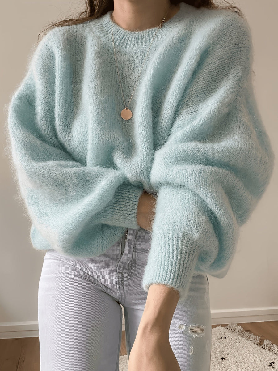 Damen Pullover Oversize Grobstrick Weitärmlig Rundhals – verschiedene Farben