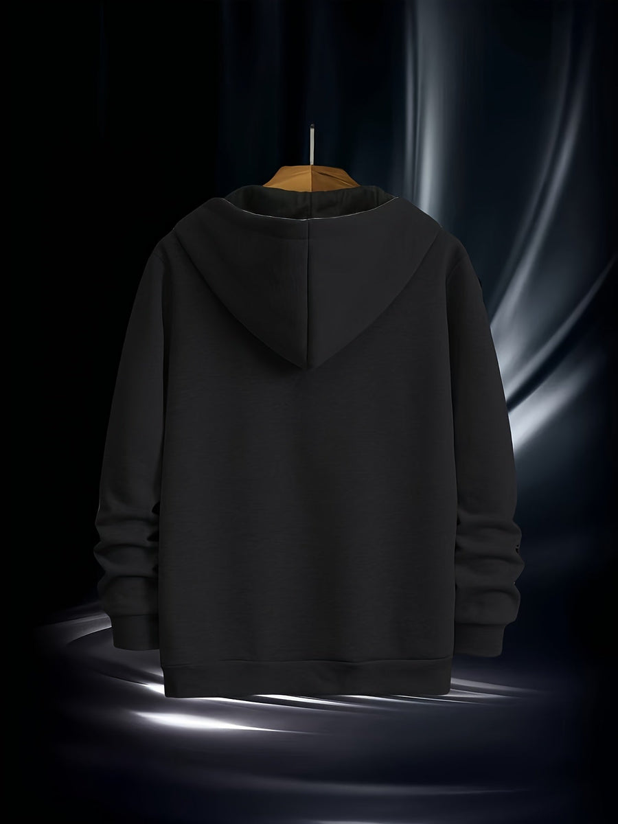 Herren Hoodie mit diagonalem Reißverschluss und Kängurutasche Weiß