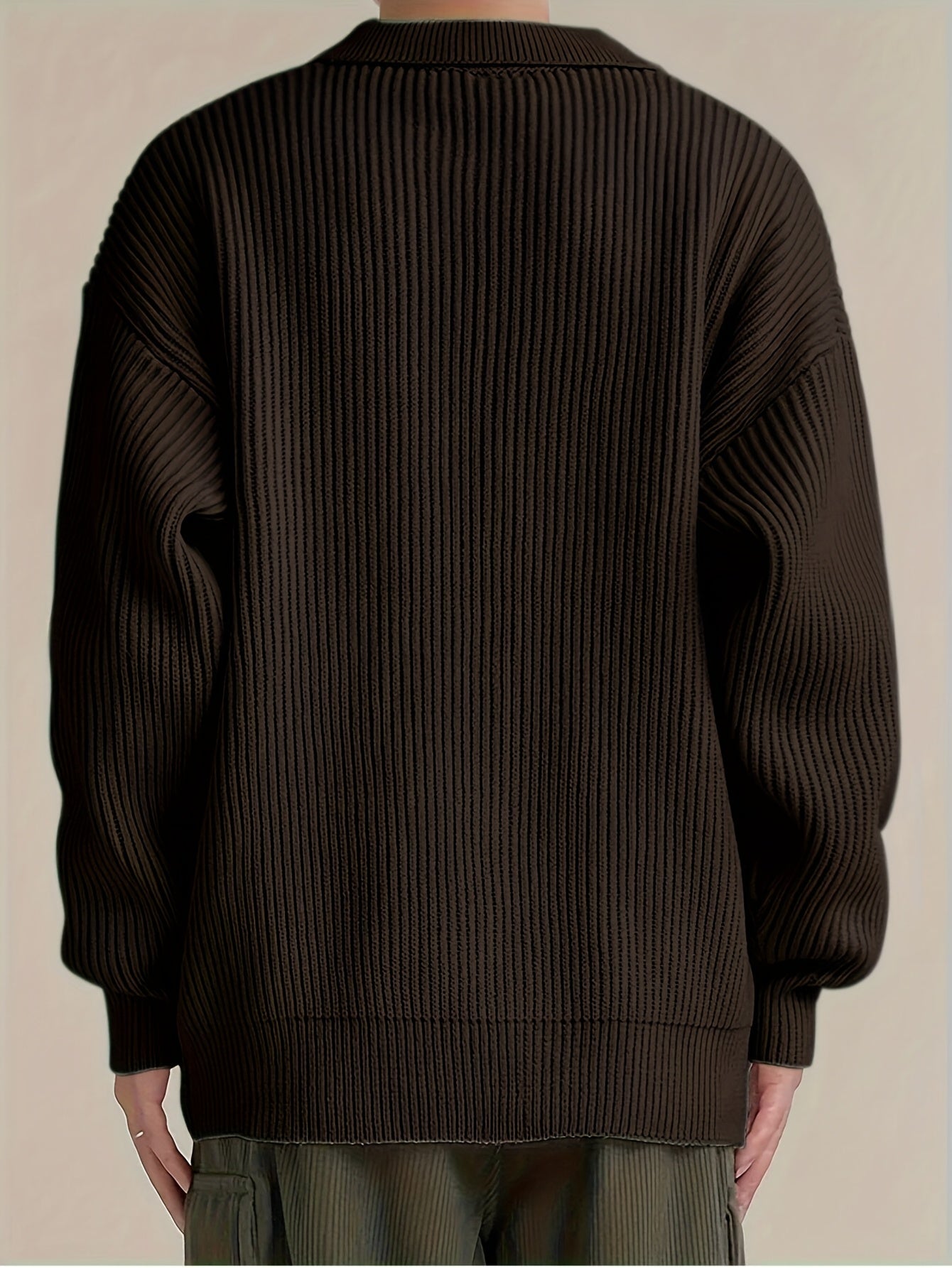 Gerippte Strickjacke mit Reverskragen und Knöpfen für Herren