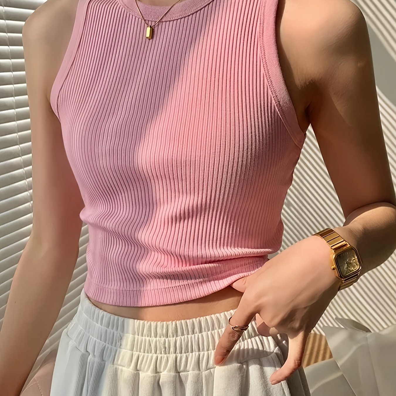Damen Ripp Tanktop Figurbetont Modern Freizeit & Sport