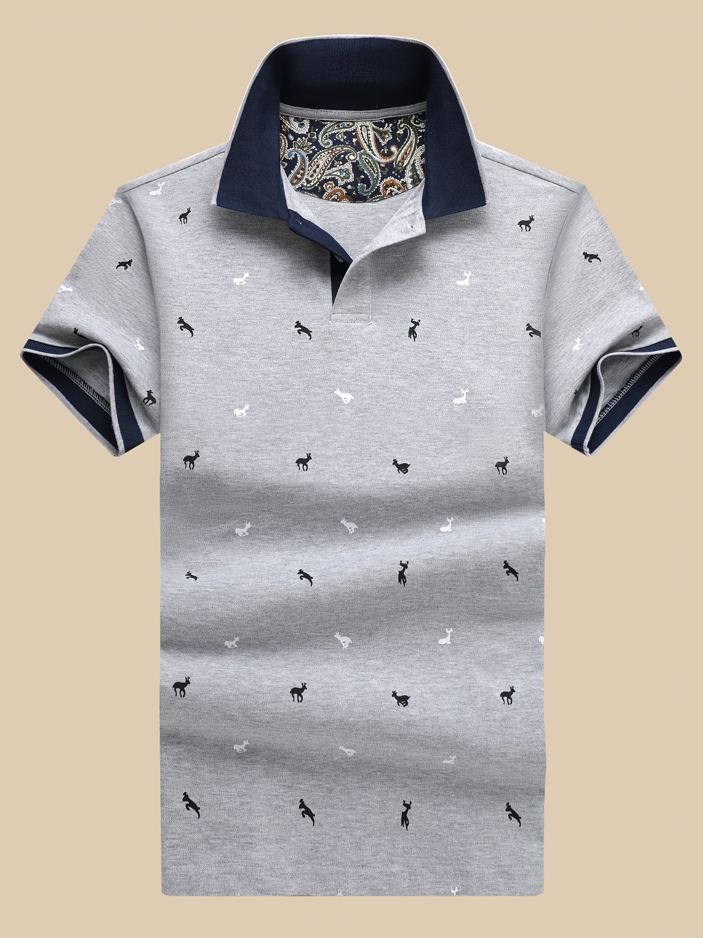 Herren Polohemd mit Muster und Kontrastkragen – Modernes Freizeit-Design