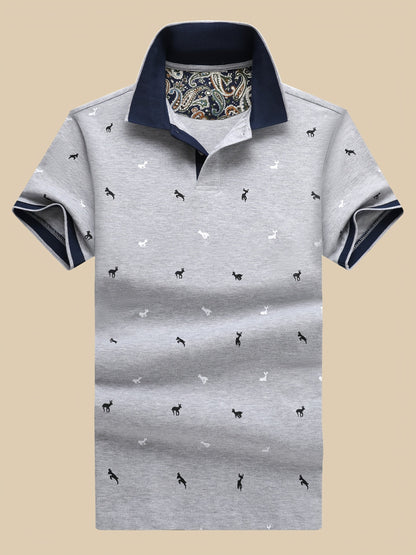 Herren Polohemd mit Muster und Kontrastkragen – Modernes Freizeit-Design