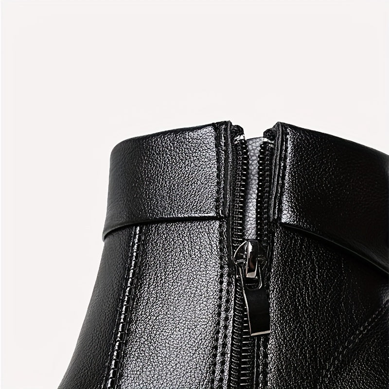 Damen Stiefeletten Schwarz mit Reißverschluss und Dekoschnürung