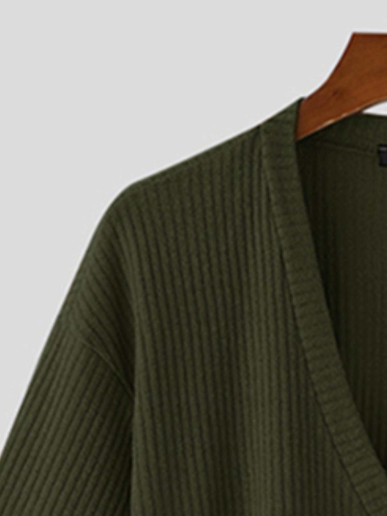 Herren Strickpullover V-Ausschnitt Kurzarm Loose Fit Gerippt