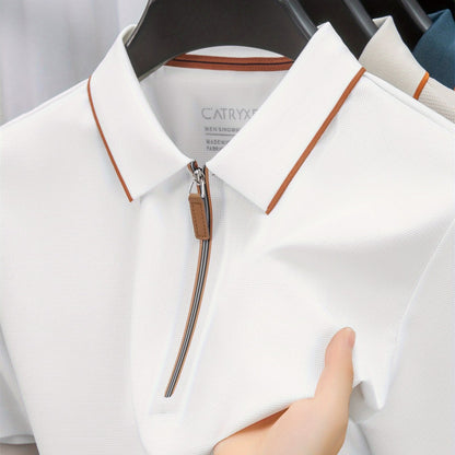 Herren Polohemd mit Reißverschluss und Kontrastpaspel – Modernes Freizeit- und Business-Design