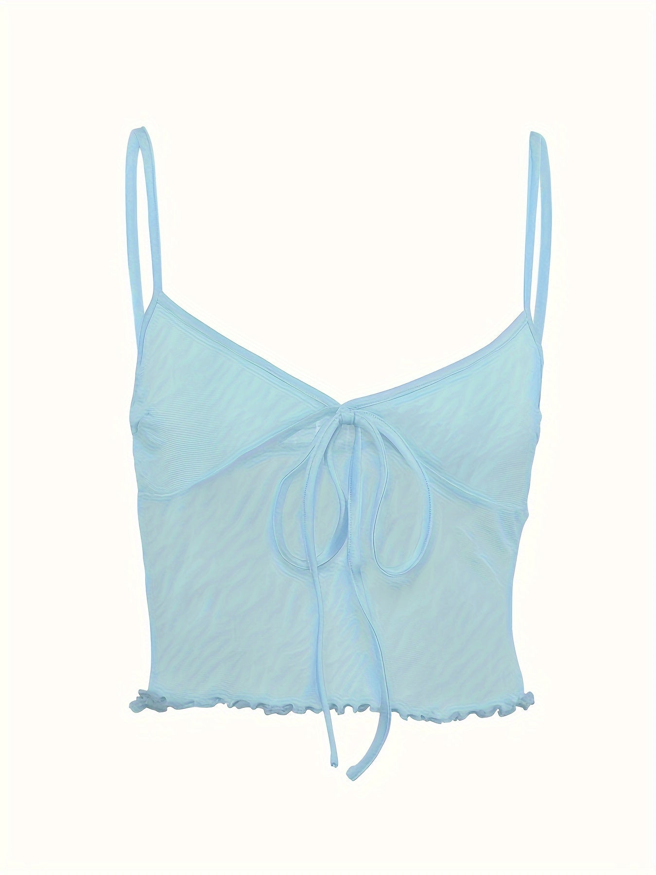 Damen Crop Top mit Spaghettiträgern und Frontbindung – Trendiges Party- und Ausgeh-Oberteil