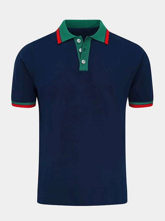 Herren Polohemd mit Kontrastkragen – Eleganter Freizeitstil für Alltag und Büro
