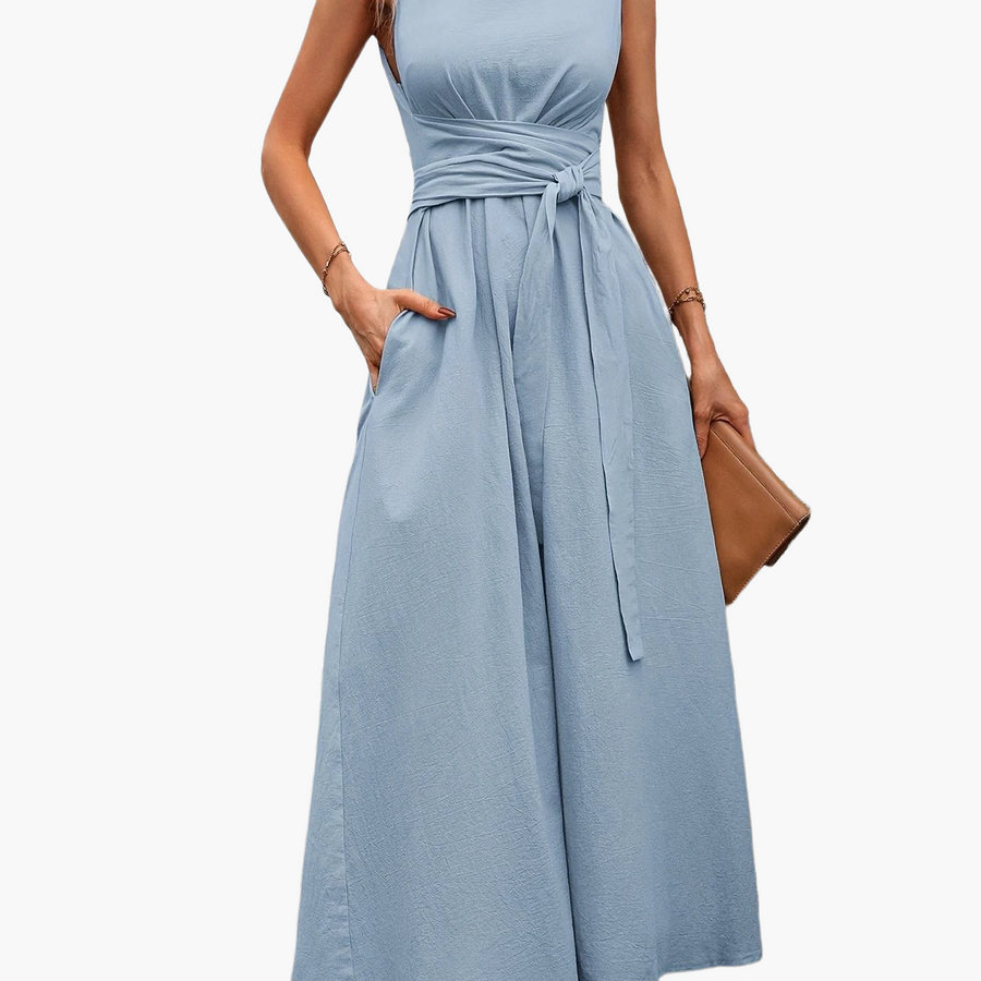 Damen Jumpsuit Elegant Ärmellos mit Gürtel – Perfekt für Alltag und besondere Anlässe
